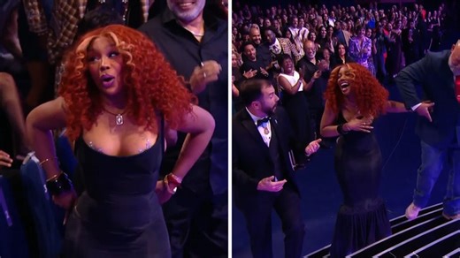 SZA Struggles to Make It Up to AMA Stage in Skin-Tight Dress