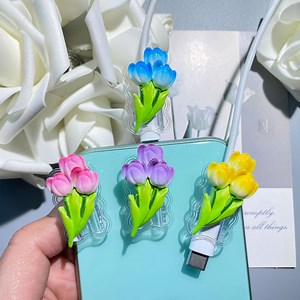 4Pcs of Cable Protector for Phone Charger, Soft Charging Cord Protector Data Cable Saver for Women Girls