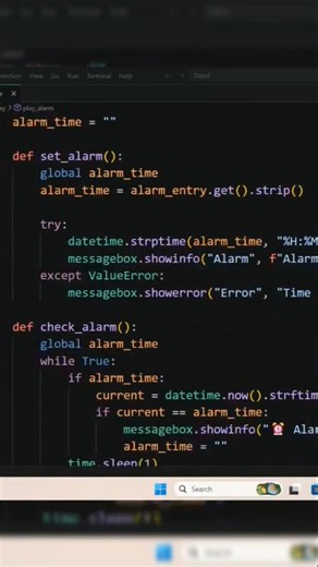 Build a Digital Clock with Alarm in Python! ⏰ Day 2/100 #Shorts