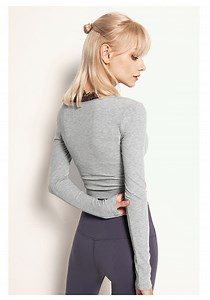 Watch Women's Yoga Training Long-sleeve Top Slim Sexy Open Belly on Amazon Live