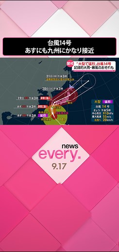 台風14号の進路予測と影響