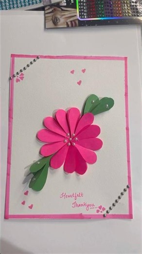 Easy DIY Paper Flower Card | Handmade Thank You Card Idea #drawing #painting #hobby #life #ytshorts