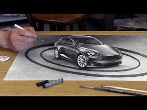 Auto 3D Zeichnung /Anamorphe Optische Täuschung