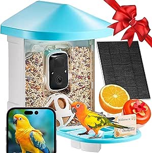 VEVOR Bird Feeder with Camera, Smart Bird House Camera Solar Powered, Wireless Vedio Birdhouse with AI Identify Resolution, 2K Full HD, Auto Detect & Notify, Ideal Present Choice for Bird Lover