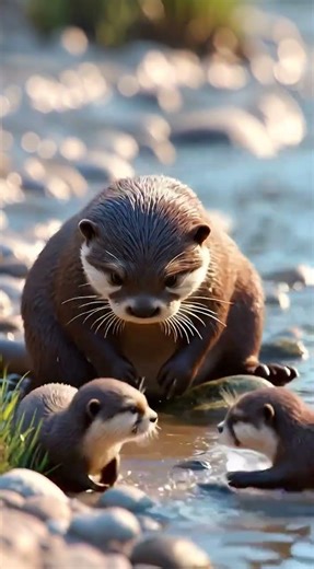 Otter Family Morning Play 🦦💛