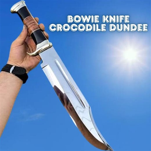 Bowie Knife Crocodile Dundee for Hunting Mirror Polish Fixed Blade With Leather Sheath and Horn Handle Perfect Gift for Hunter, Gift for Men - Etsy