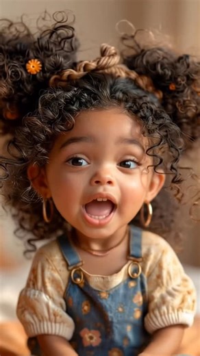 Наталья | AI CREATOR | MUSIC PRODUCER on Instagram: "Милашка девочка промпт : 1. A toddler girl sitting cross-legged on a bed or soft surface, centered in frame, medium-full portrait (from head to feet visible), hands gently clasped in front. Warm cozy indoor background with shallow depth of field and creamy bokeh. Soft orange/neutral blanket in foreground. The subject has eyes closed with a calm, content smile. HAIR / STYLING (match reference style only): Very curly, voluminous hair with two bi