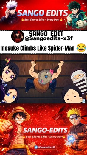 Inosuke Climbs Like Spider-Man 😂🕷️#demonslayer #inosuke #tanjiro #kanao #anime