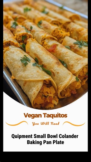 28K views · 40 reactions | Vegan Taquitos Equipment Small bowl Colander Baking pan Plate Cooking brush Serving plate Recipe in comment | Vegan & Plant Based Recipes | Facebook