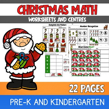 Christmas December Math Worksheets Activities No Prep Kindergarten Pre-K