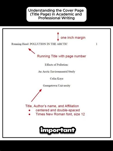 Understanding the Cover Page (Title Page) in Academic and Professional Writing