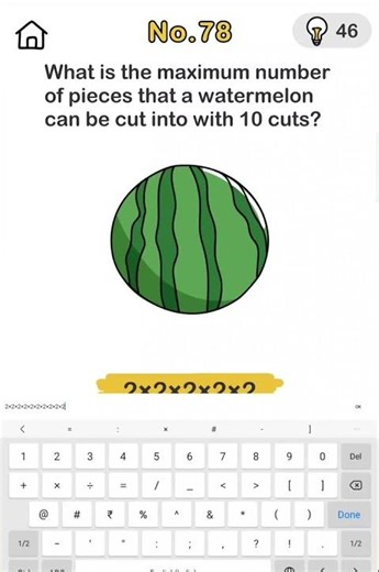 brainout 🧠। Level 78। maximum no. of pieces of watermelon 🍉। ‪@Raratewa.‬