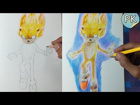 How to draw Super Sonic || full outline and coloring tutorial for beginners ||#sonic2