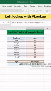 3.6K views · 34 reactions | Left Lookup with VLookup in Excel | Advanced Excel Formula #exceltricks #msword #Zoho #skills #excelformulas #Num #exceltips #exceltutorial #advancedexcel #Microsoft | Skills and Courses | Facebook