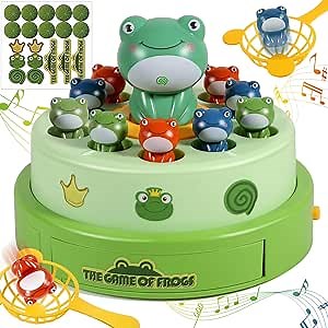 Frog Bounce and Catch Game, Catching Music Games for Kids 4-8 8-12, Frog Pop Up Game, Christmas Birthday Gift for Toddler 3-5
