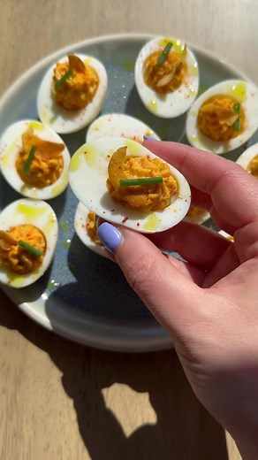 Spicy Calabrian Chili and Fried Garlic Deviled Eggs Recipe