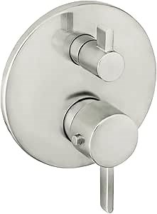 hansgrohe Ecostat Modern Thermostatic Shower Valve Trim with Temperature Control in Brushed Nickel, 04230820