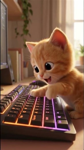 🐱⌨️ A Cute Little Kitten Typing on a Keyboard | AI Short