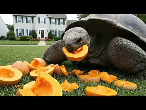 GIANT TORTOISE EATING CUCUMBERS AND ORANGES ASMR 🥒 #ASMR #Eating