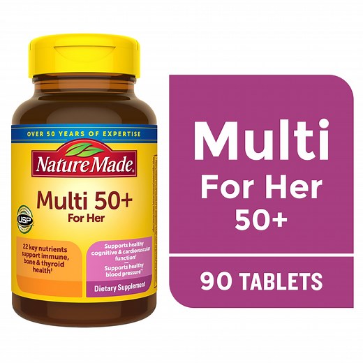 Nature Made Multivitamin For Women 50 with No Iron Tablets, Women's Multivitamin, 90 Count