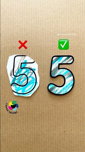 Perfect Cut ✂️ | Messy Number 5 in Low-Ink! 🔵⚫️ #chanafavors #shorts #papercraft #diy #coloring