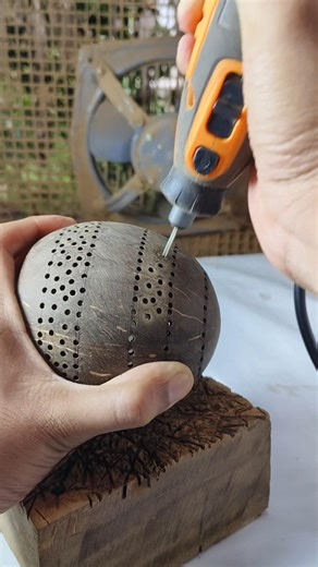 Easy Making A Coconut Shell Decoration Light 🥥💡| diy 🌿 #shorts #diy #shortsfeed #craft #art