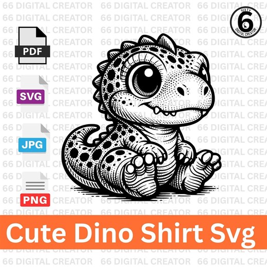 Dinosaur Svg, Cute Dino Png | Dino Shirt Design, Baby Clipart, Cricut File, Svg Png Jpg Pdf Download