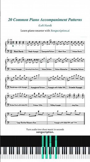 20 Essential Left Hand Piano Accompaniment Patterns