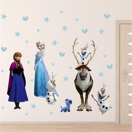 Frozen Wall Stickers Elsa Anna Olaf Sven Bruni Decals Frozen Elsa Anna Olaf Sven Reindeer Salamander - Etsy