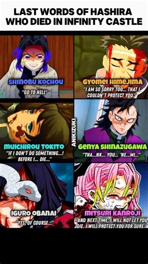last words of hashira who died in Infinity Castle 😭🥹 #anime #demonslayer #kimetsunoyaiba #tanjiro