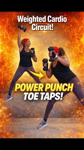 Strength + cardio in one powerful move. Toe taps, punches, burn it all—no excuses. 💪🏽 #shelifts