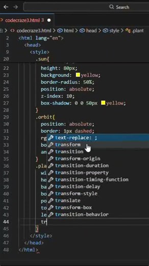 Solar System Animation Using HTML & CSS | Orbit Planets Effect #shorts