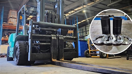 Machining new retaining plates for forklift bushings