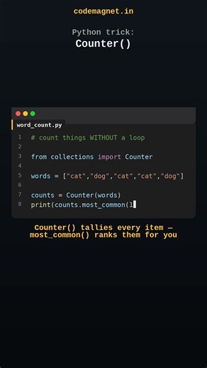 Count anything in Python WITHOUT writing a loop 📊 #viral #python #youtubeshorts #code #youtube