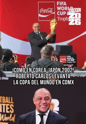 🟢 ¡Qué recuerdos! 😍🏆 El campeón del mundo Roberto Carlos levanta el Trofeo Original de la Copa Mundial de la FIFA. 🌎⚽✨