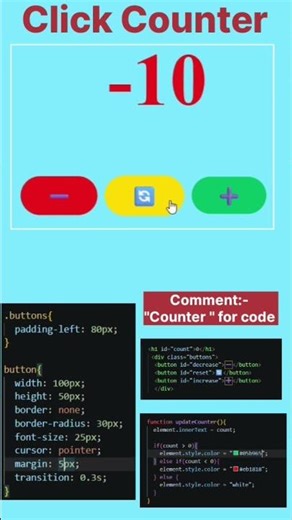 Click Counter Using JS🔢🔥 | HTML CSS JavaScript Project #shorts #coding
