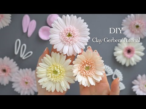How to Make a Gerbera Flower with Cold Porcelain Clay | Clay Flower Tutorial