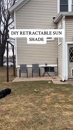 Part 1 of making our own retractable sun shade for our patio! Next we’ll string up some cable and hope the shade retracts like we want it to 😅 #homediy #patiomakeover #springdiy #sunshade #patios | Kandi Johnson