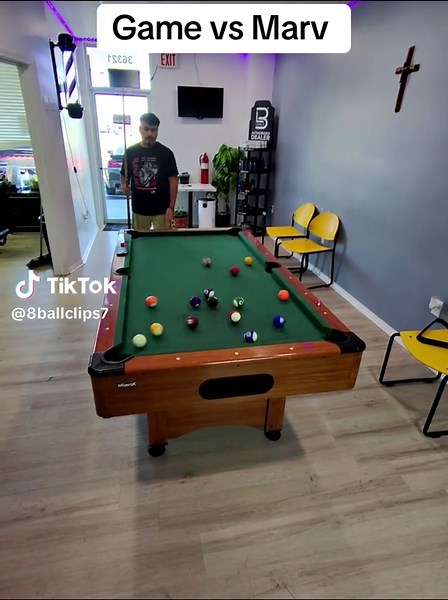 Game of 8ball at the barbershop!#billards #fyp #8ballpool #pov #tomioka