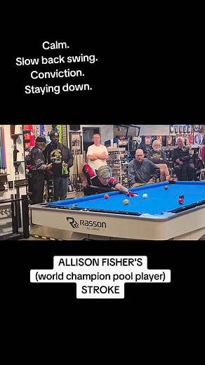 Allison Fisher MBE stroke. Study the best to beat the best! #AllisonFisher #DuchessOfDoom #PoolPlayers #HowtoPlaypool #KeepTryingHard #ThePoolTryHard | The Pool TRY Hard DuPree