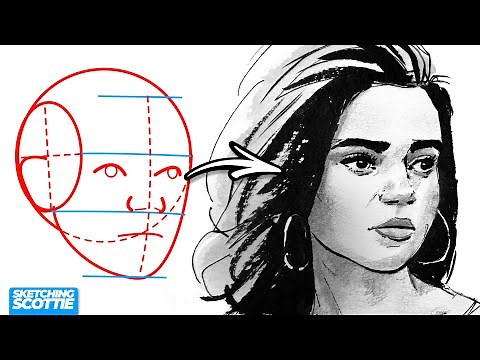 How to draw a head 3/4 view (Loomis Proportions!)