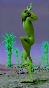 Green alien frog dancing dance challenge