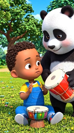 Cute Panda Brings New Drum 🐼🥁 | Happy Cartoon Short #shorts #cartoon #animation #cutevideo #puppy