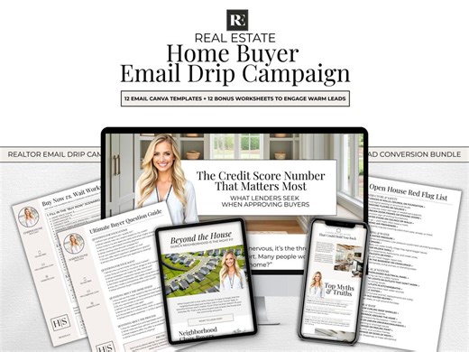 Realtor Buyer Drip Campaign: 12 Email Templates & Worksheets (canva Editable, Digital Download - Etsy