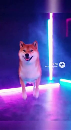 🐶🎧 Neon Dog Dancing to EDM!