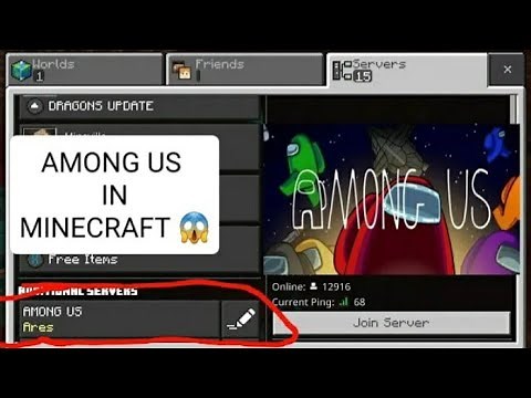 AMONG US SERVER IN MINECRAFT POCKET EDITION..(1.16+)