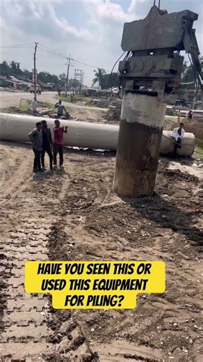 Pile foundation casing punching using Vibro Hammer !!🔨 #pilefoundation #pilecage #bridges #tech ⚙️