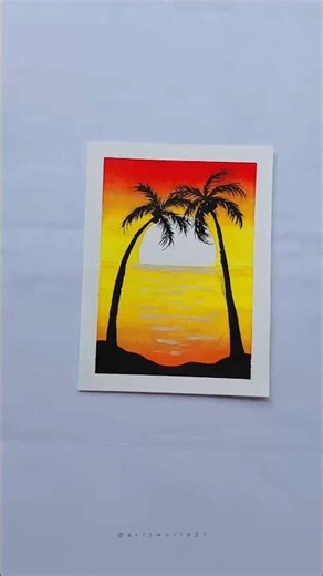 Easy sunset oil pastel drawing 🌅✨ | sunset scenery drawing✨️ #shorts #art #oilpastel #drawing #viral