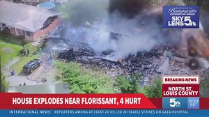 Drone footage shows a house completely destroyed and smoking after an explosion in Florissant, Missouri Monday morning. 4 people were hurt. | KSDK News