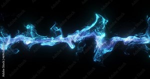 Flow of neon particles, creating a mesmerizing, undulating river of light that moves rhythmically in a dark expanse, ideal for a high-tech backdrop. Loop, 3D render